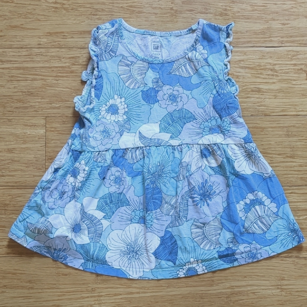 Baby Gap Blue Floral Peplum Tunic Tank, 4T